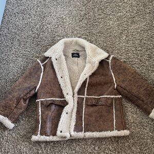 Urban Outfitters Cream Shearling Jacket